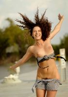 Sativa is outside at the dock, stripping by the waterfront., Sativa Verte (sat007) ATK Natural & Hairy: Sativa Verte (Sativa is outside at the dock, stripping by the waterfront.)